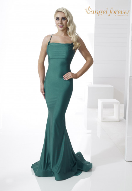 Angel Forever Teal Fitted Jersey Prom Dress / Evening Dress